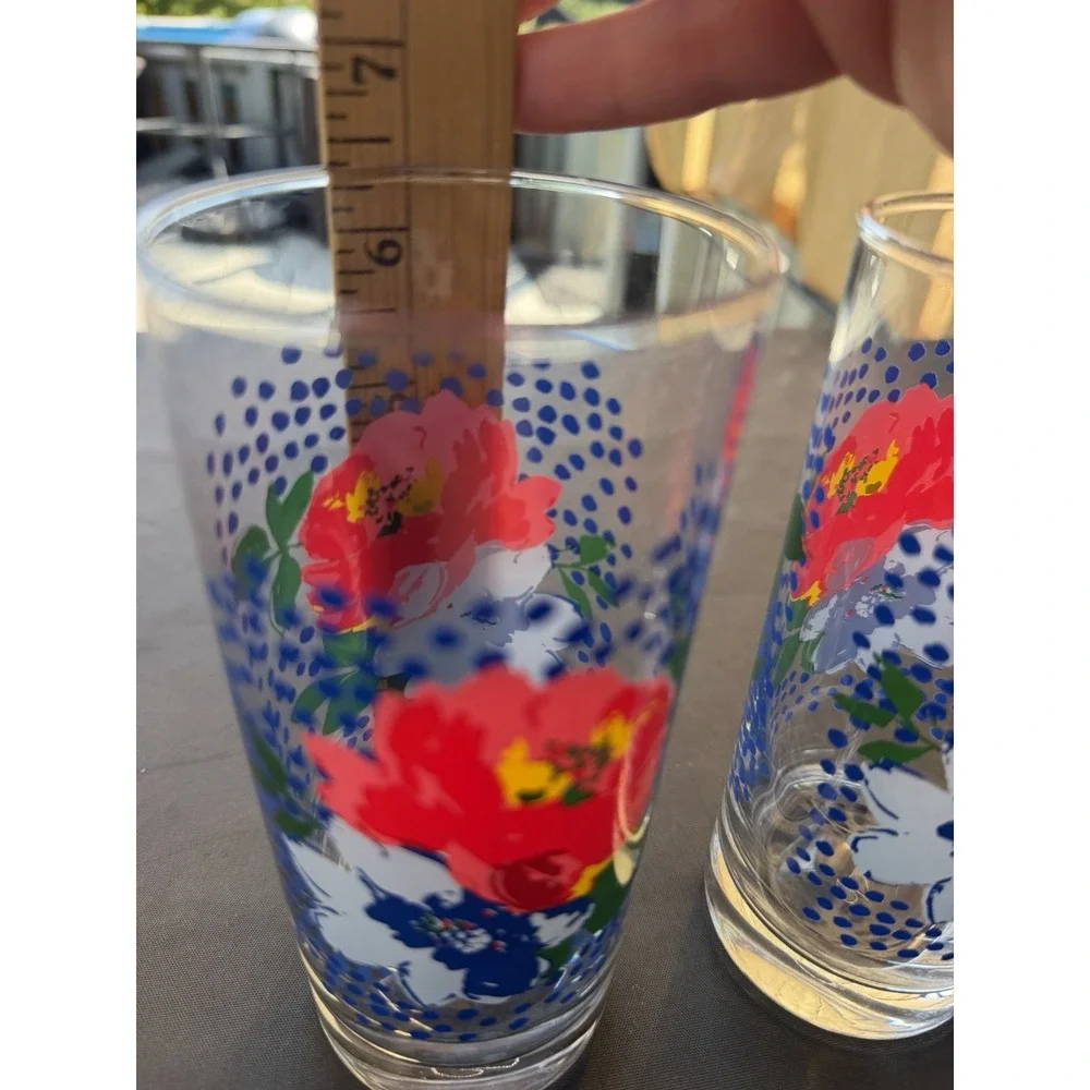 Pioneer Woman Dazzling Dahlias Floral 16 oz Drinking Glasses Set Of 4